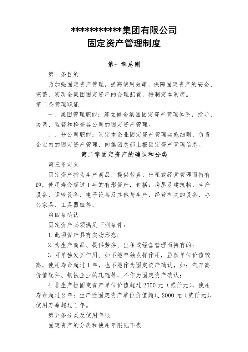 精品文档-00管理制度13集团企业固定资产管理制度