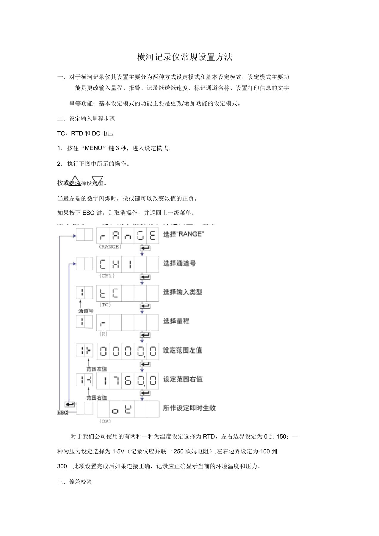 横河记录仪常规设置方法