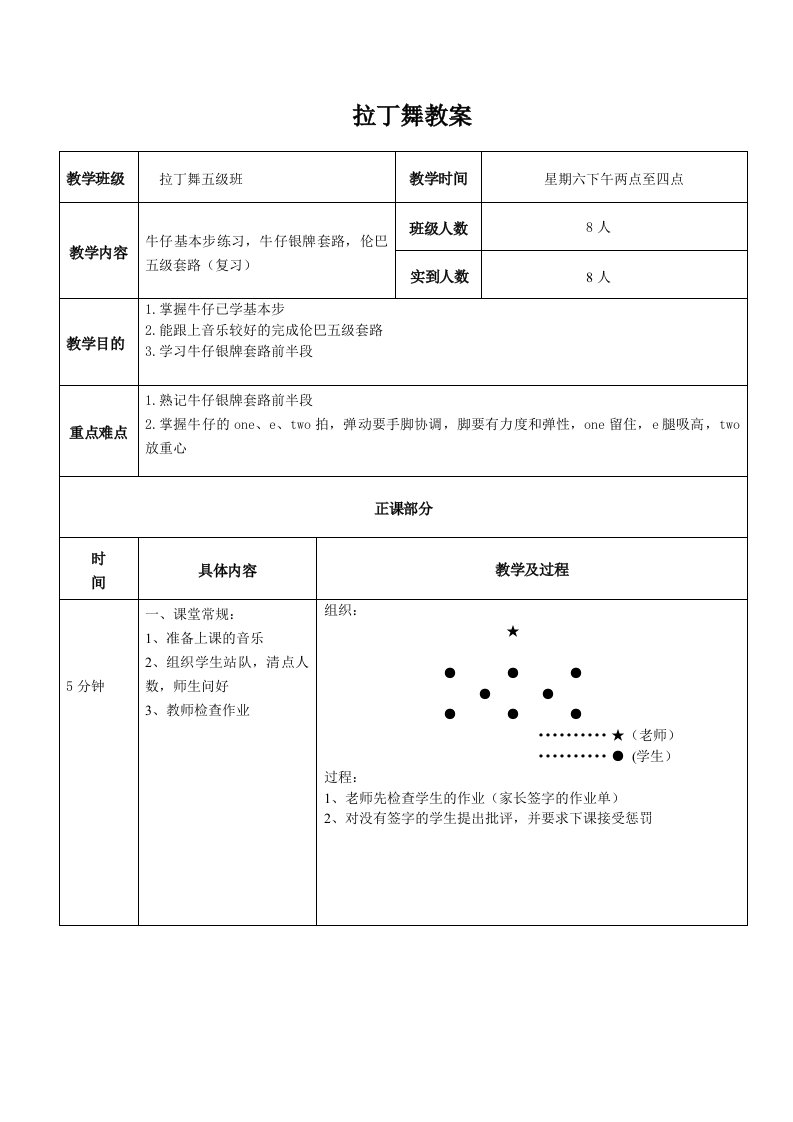 拉丁舞教案模板