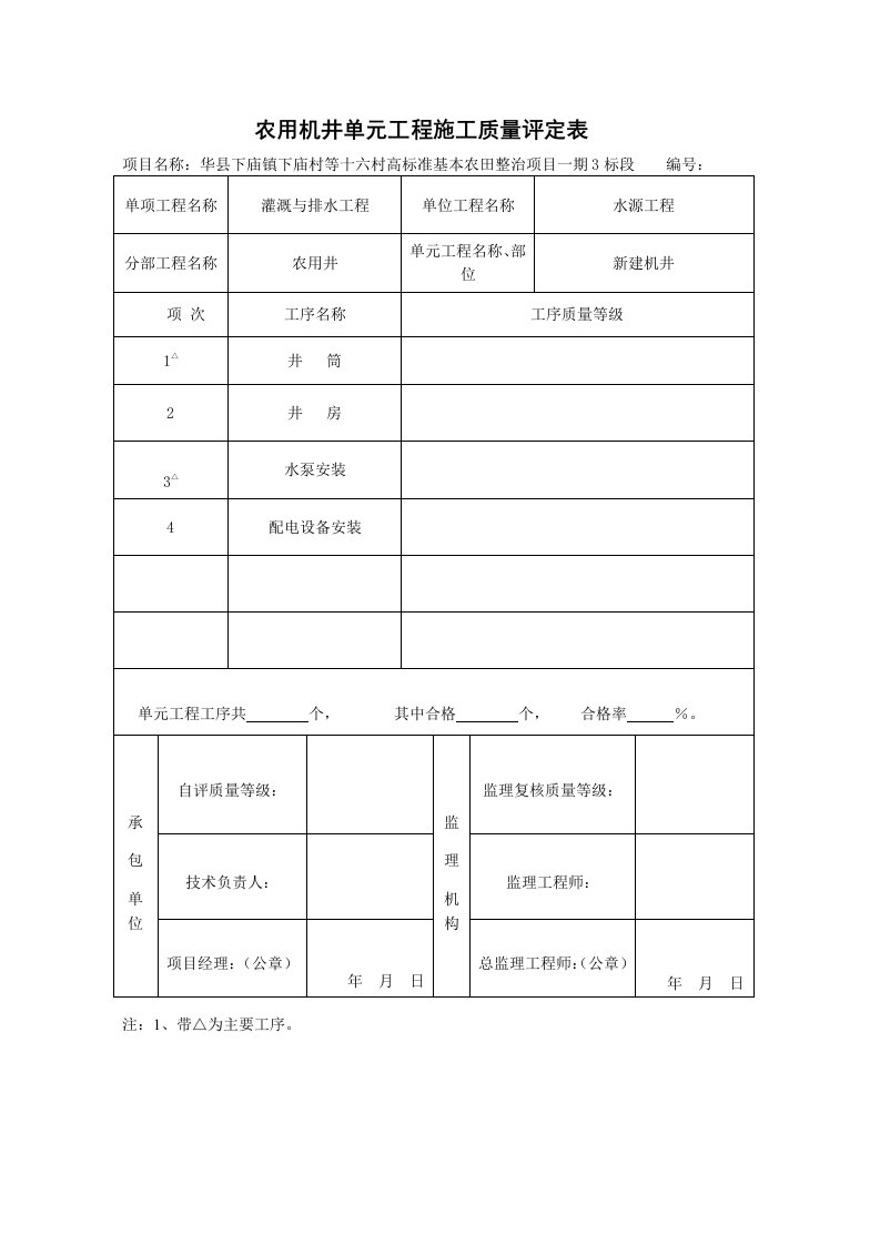 单元工程质量评定表1