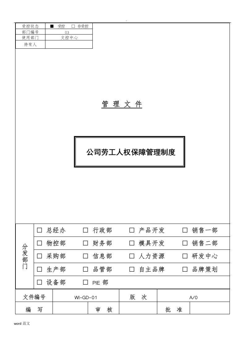 公司劳工人权保障制度