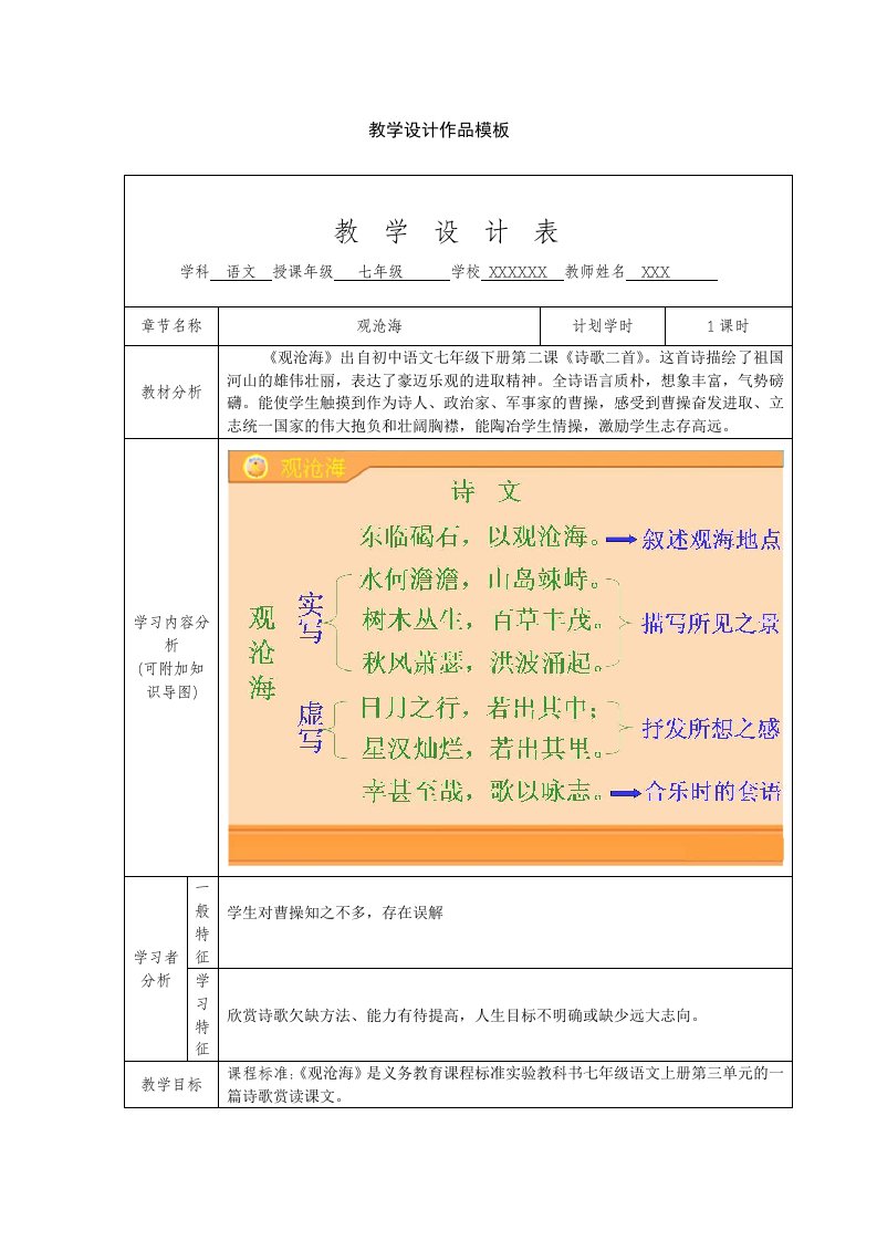 观沧海教学设计(附加知识导图)