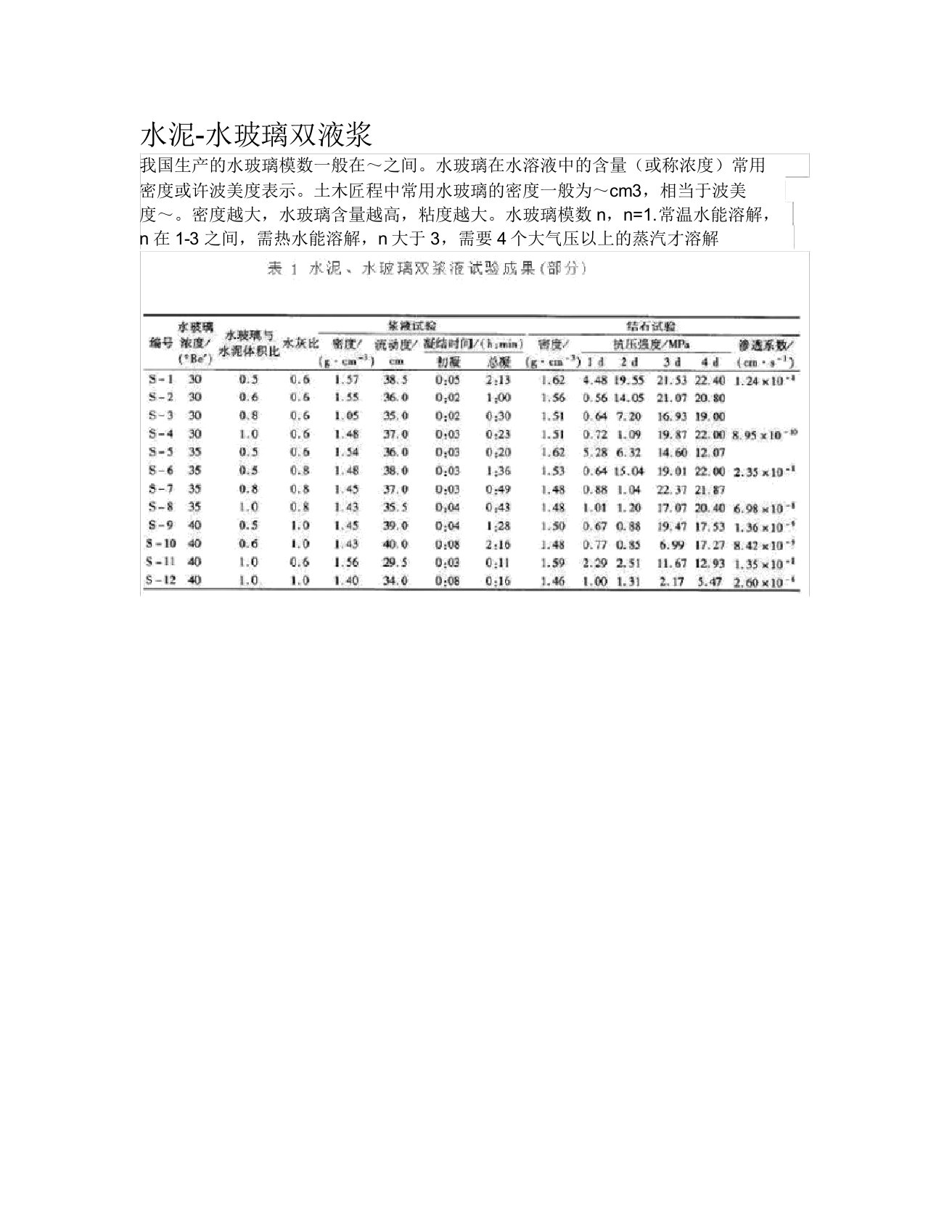 水泥水玻璃双液浆