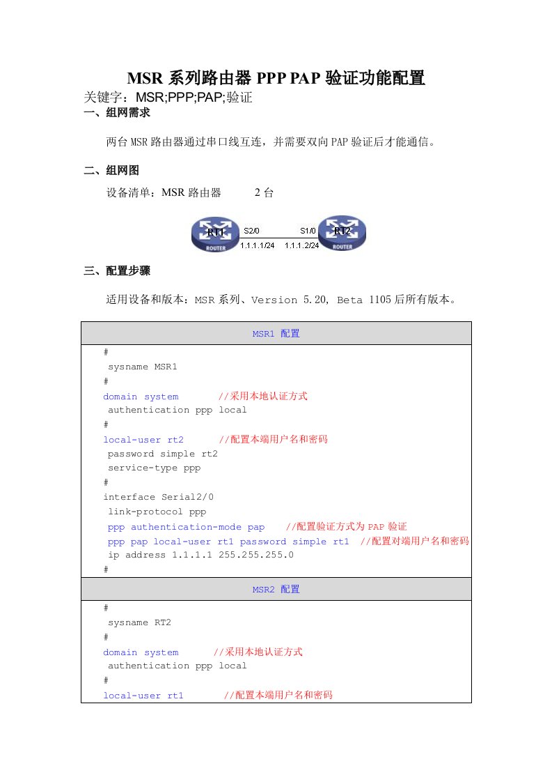 H3CMSR系列路由器PPP