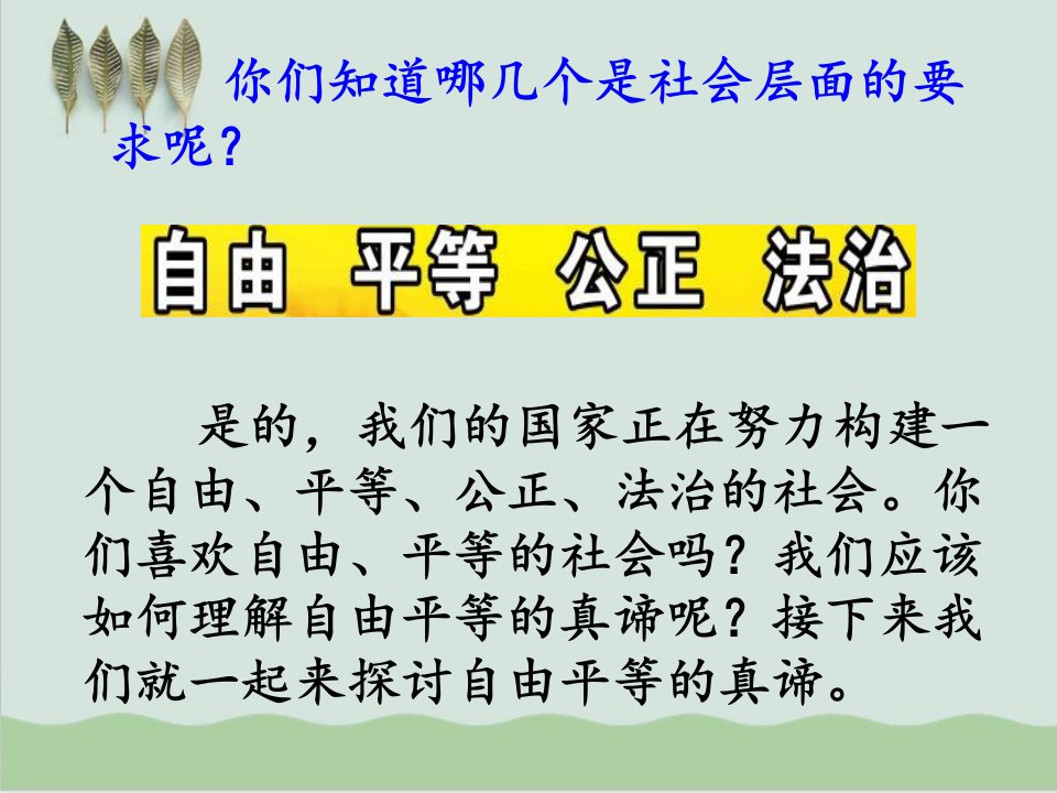 人教版八下道德与法治71自由平等的真谛ppt课件