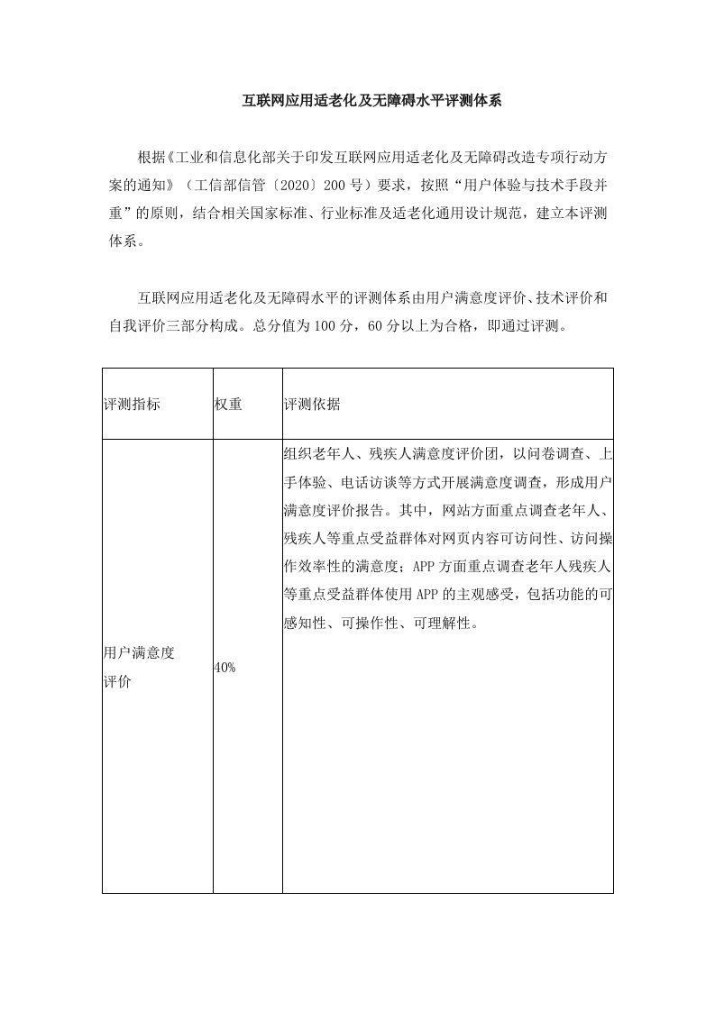 互联网应用适老化及无障碍水平评测体系