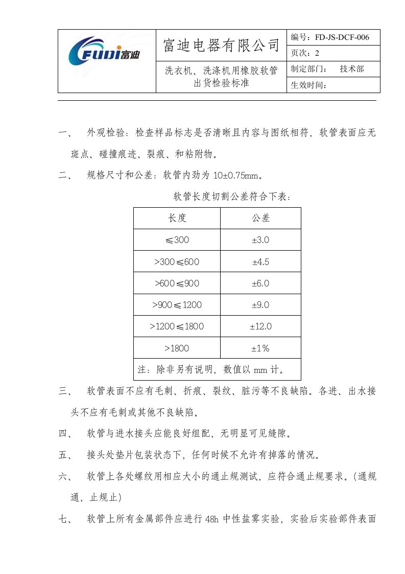 洗衣机、洗涤机用橡胶水管