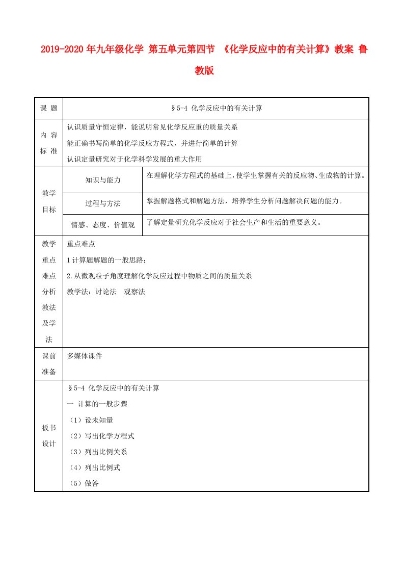 2019-2020年九年级化学