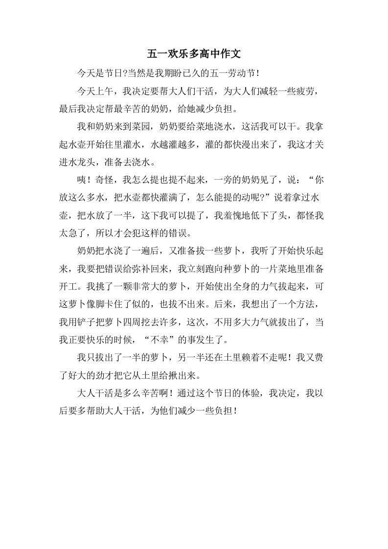 五一欢乐多高中作文