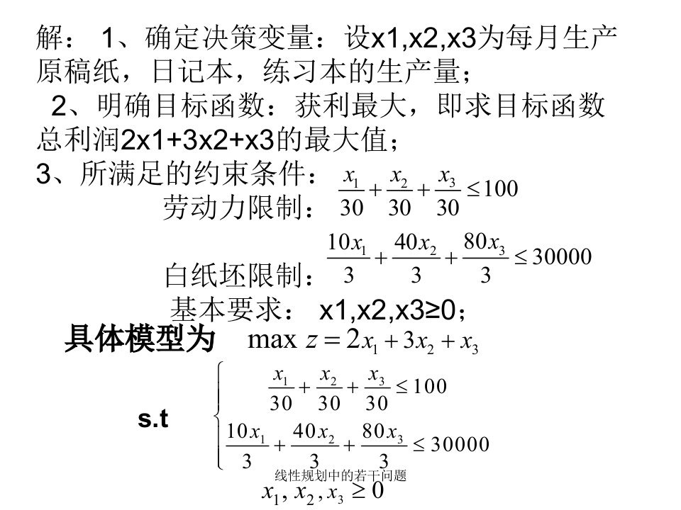 线性规划中的若干问题