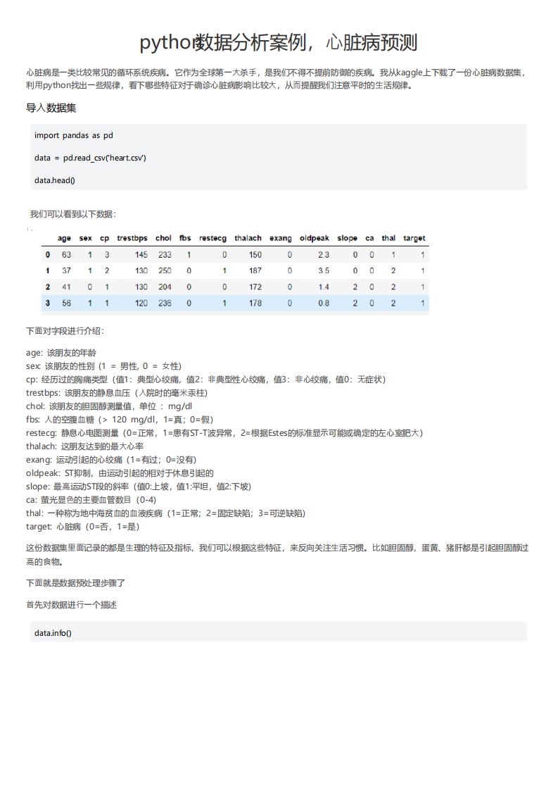 python数据分析案例心脏病预测