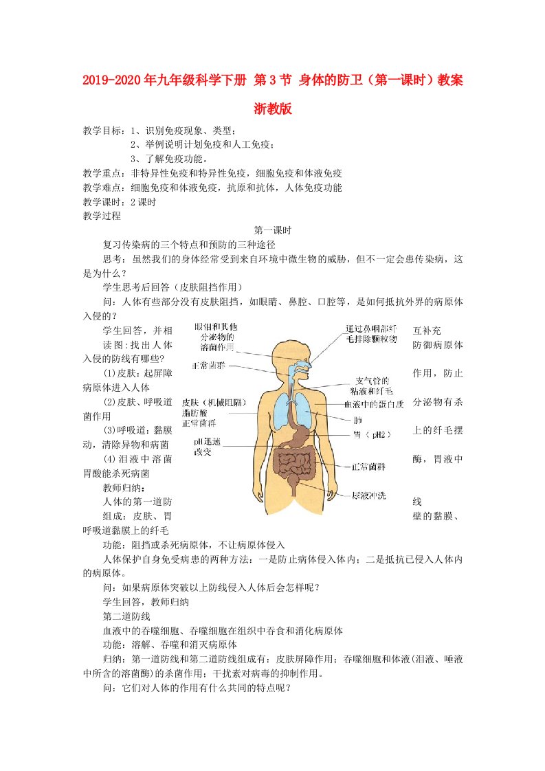 2019-2020年九年级科学下册