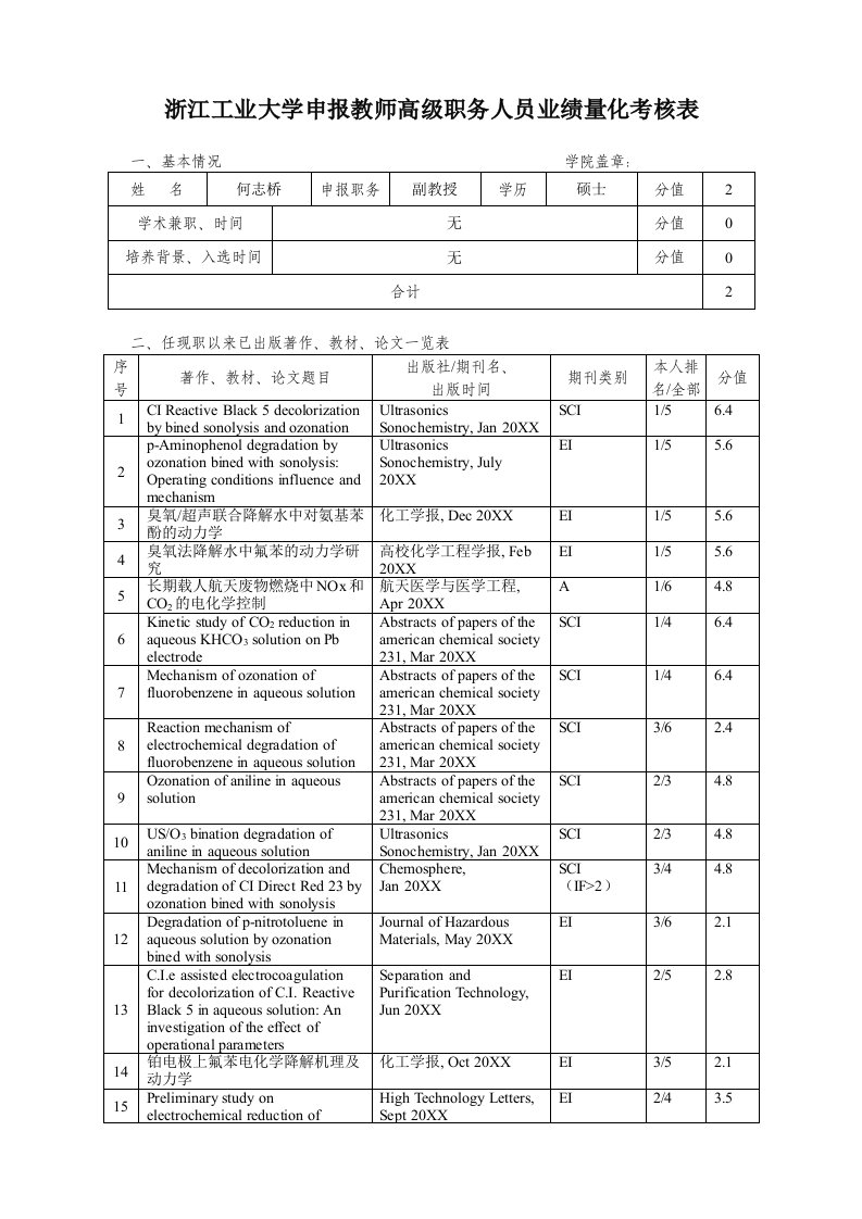 推荐-浙江工业大学申报教授人员业绩量化考核表