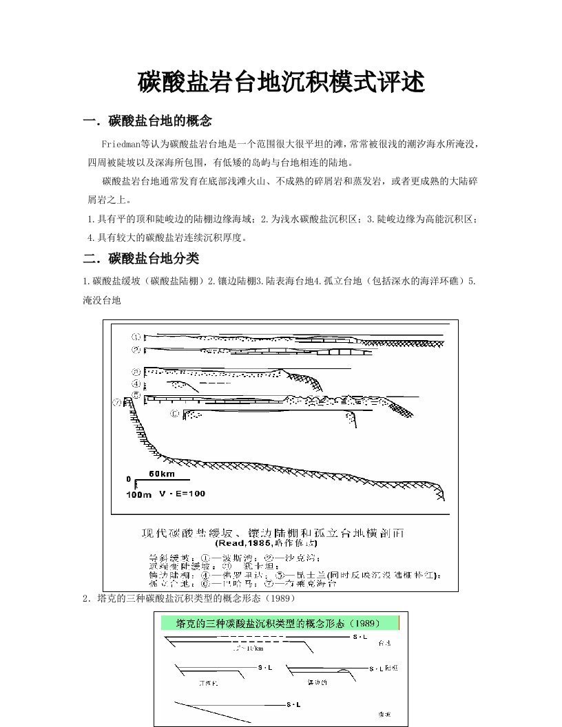 碳酸盐岩台地沉积模式评述