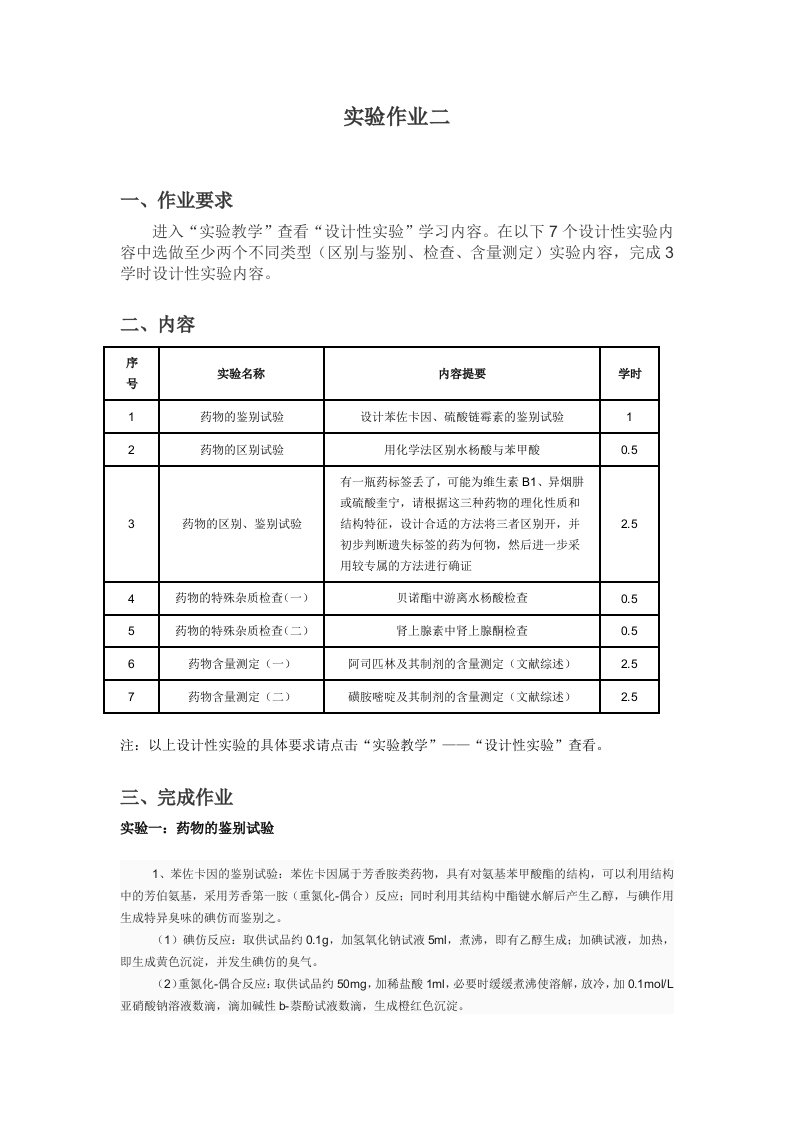 药物分析实验作业2