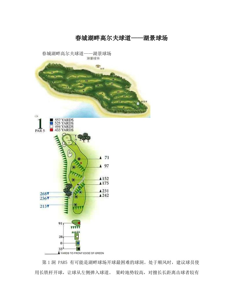 春城湖畔高尔夫球道——湖景球场