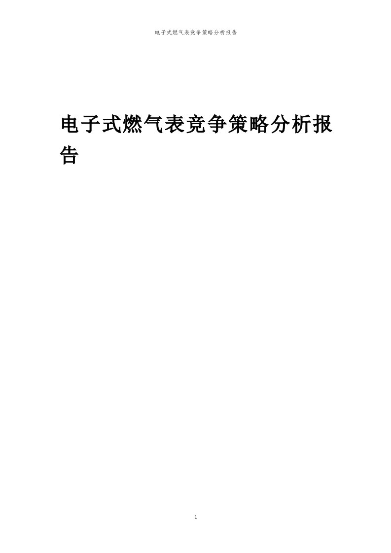 年度电子式燃气表竞争策略分析报告