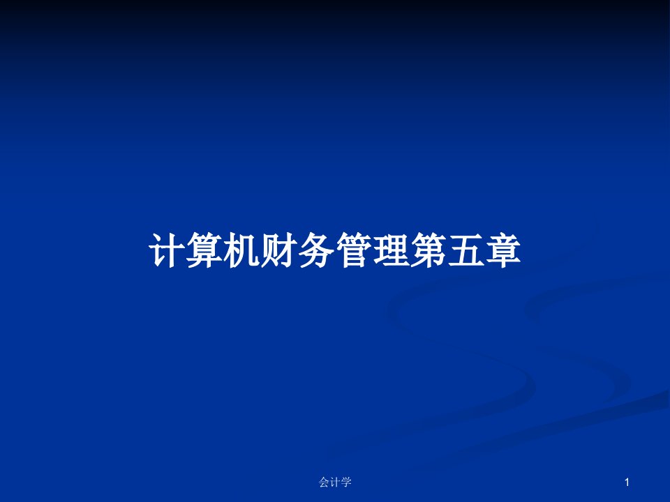 计算机财务管理第五章PPT学习教案