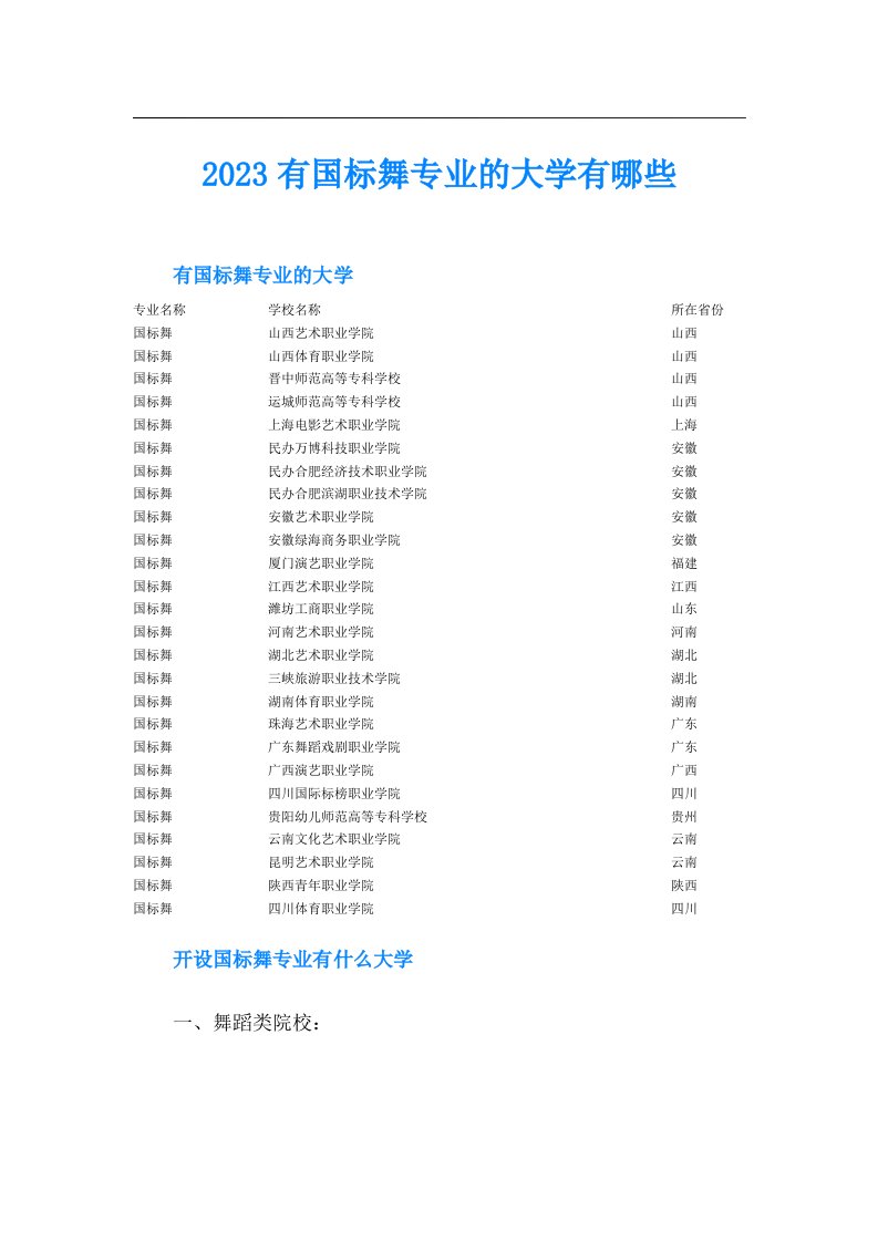 有国标舞专业的大学有哪些