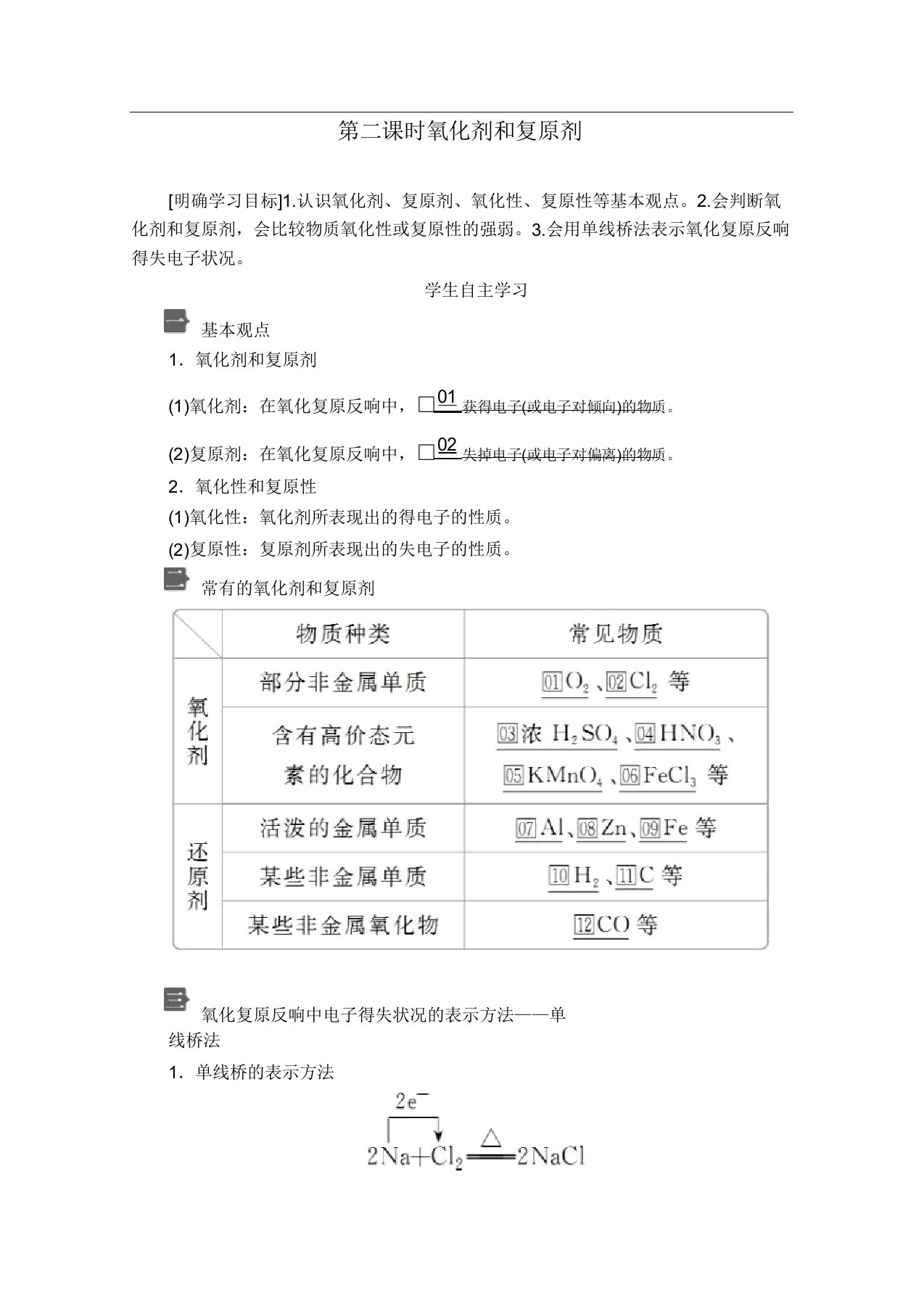 2020新教材化学同步新素养培优人教必修第一册讲义：第一章第三节第二课时氧化剂和还原剂