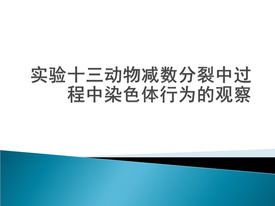 实验十三动物细胞减数分裂过程中染色体行为的观察