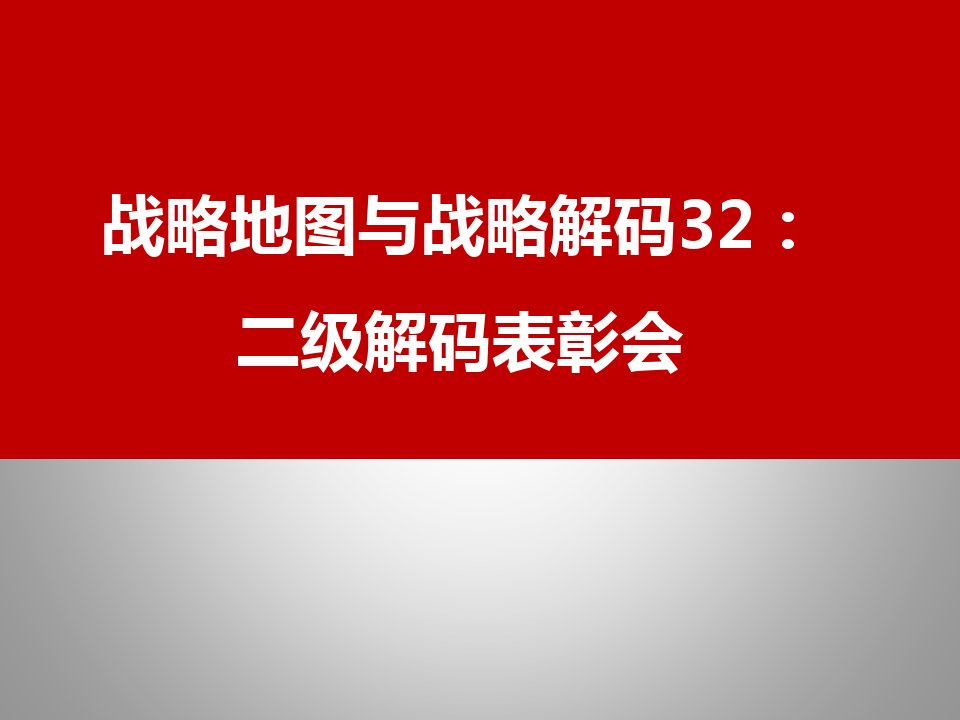 战略地图与战略解码32：二级解码表彰会