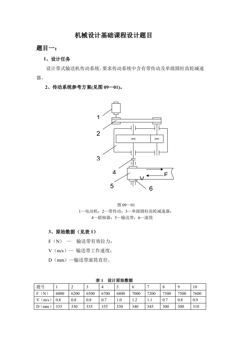 机械设计基础课程设计题目