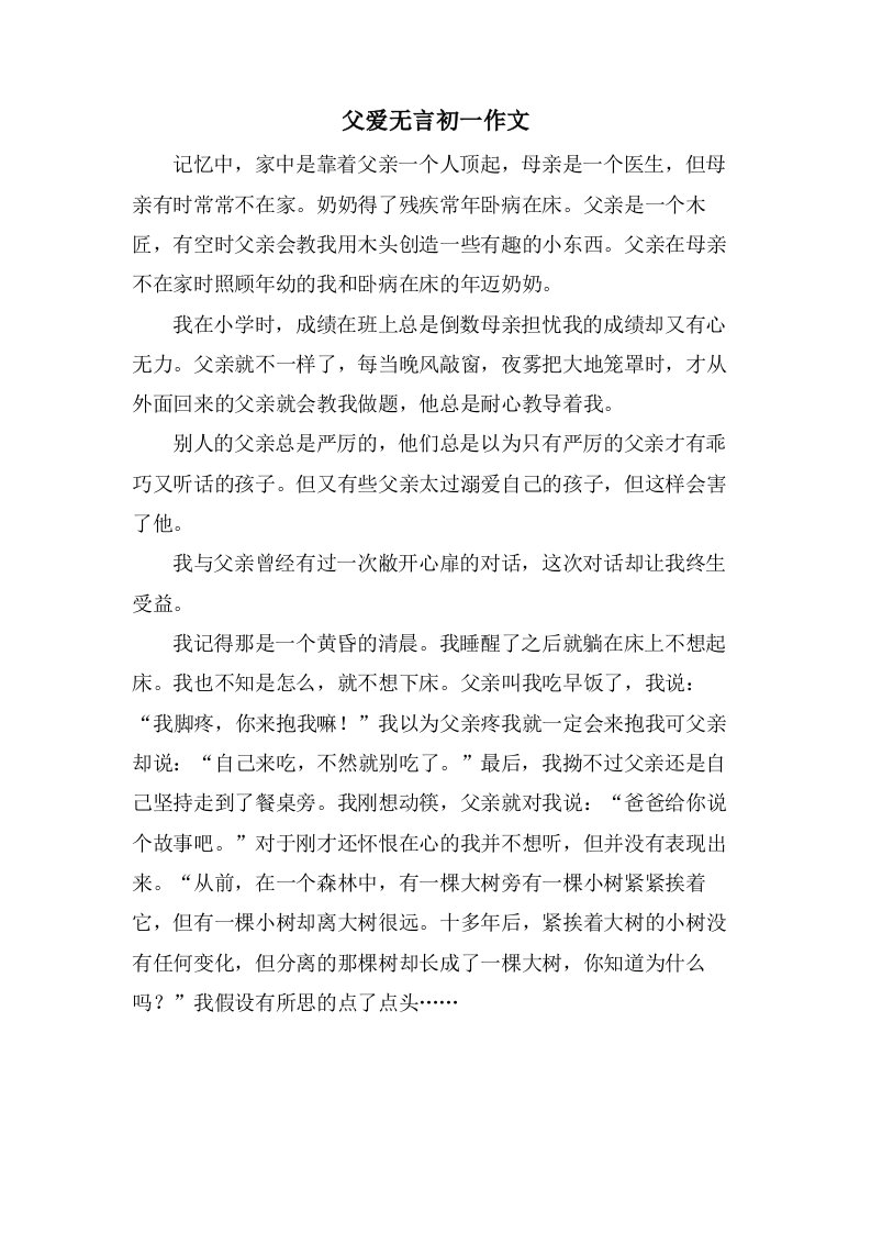 父爱无言初一作文