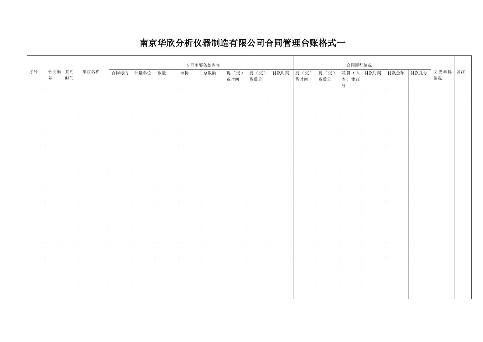 中小企业合同管理台账