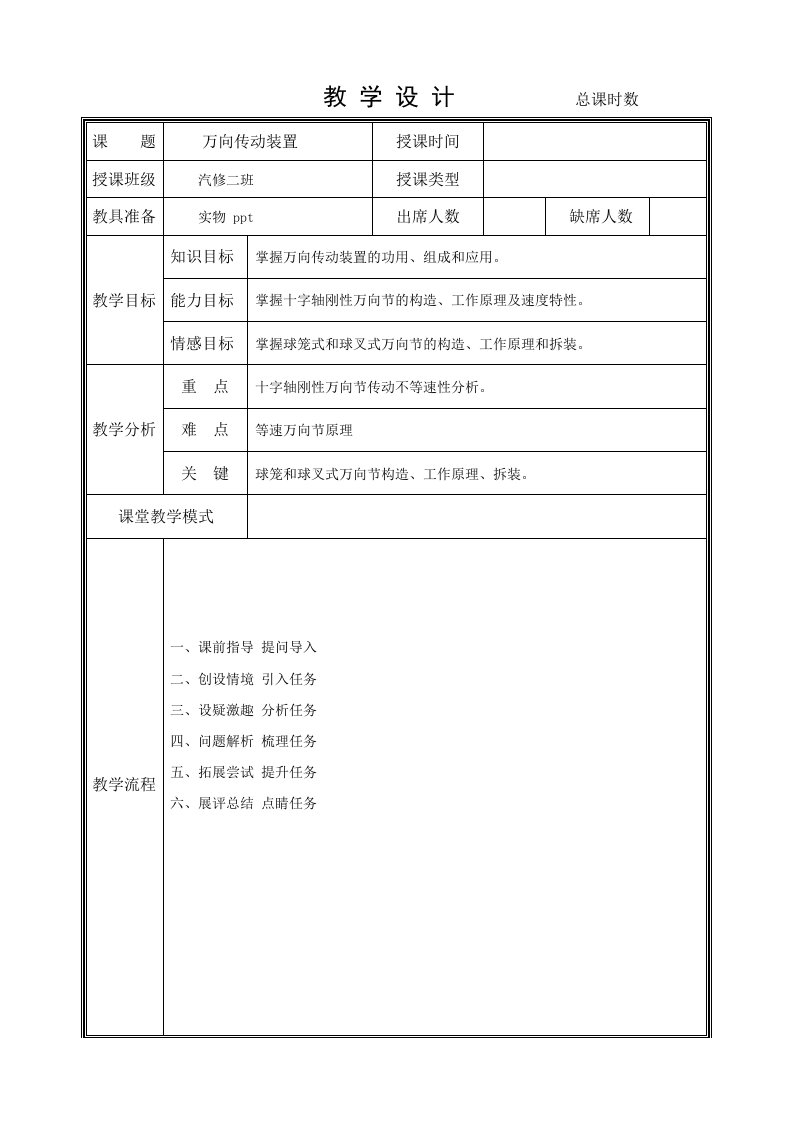 底盘教案1628万向传动装置