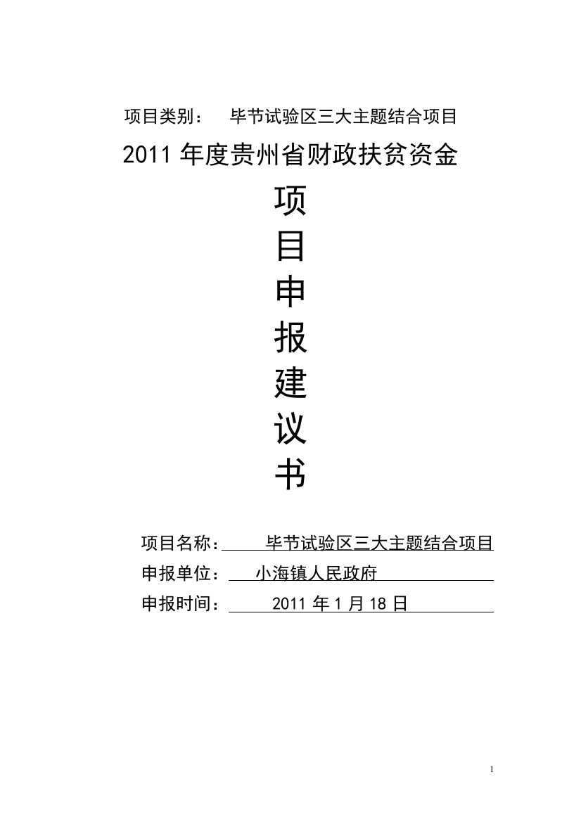 实验区三大主题结合项目申报建议书