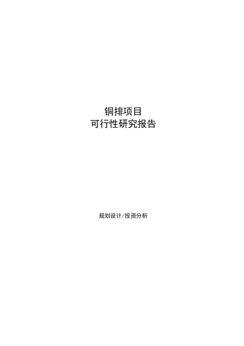 铜排项目可行性研究报告参考样例模板