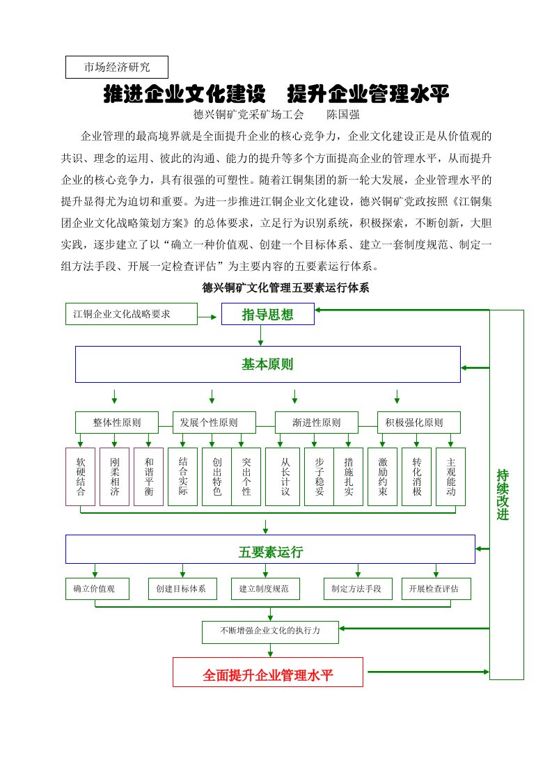 推进企业文化建设提升企业管理水平