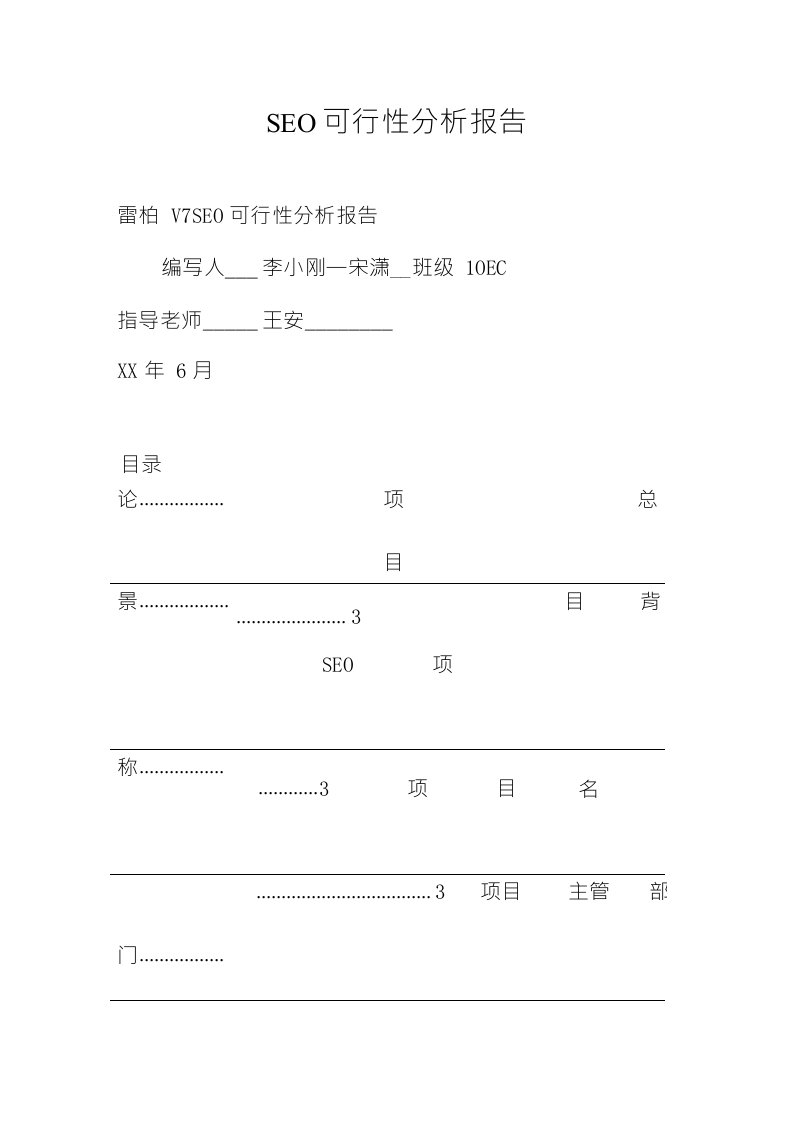 SEO可行性分析报告