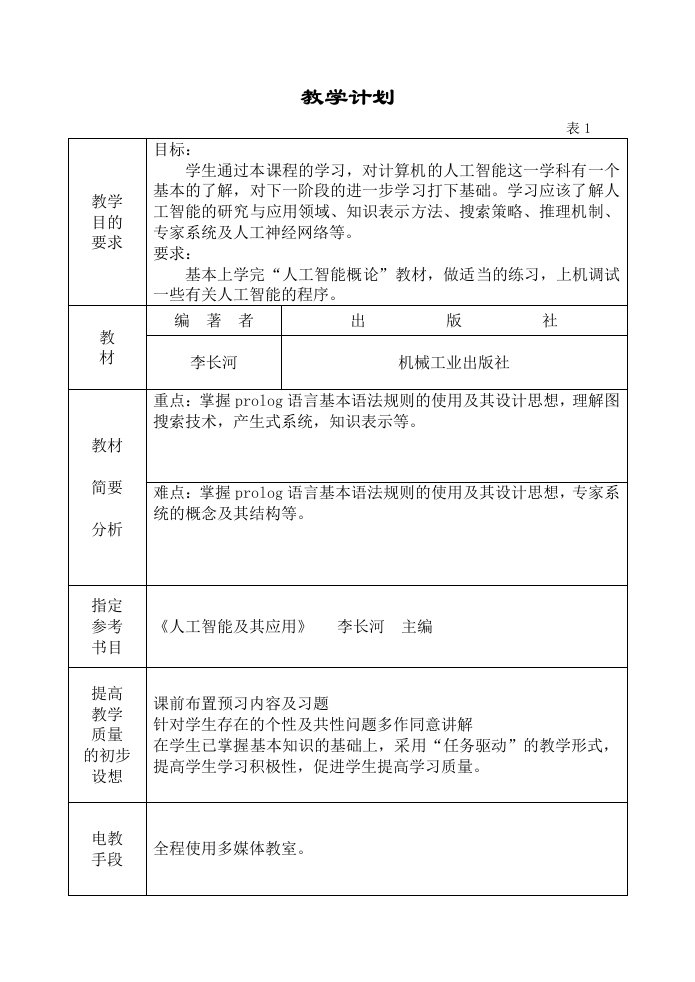 人工智能及软件教学计划