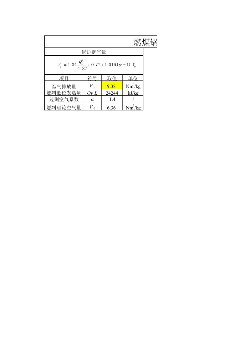 燃煤锅炉烟气量、烟尘、二氧化硫、氮氧化物排放量计算公式(根据《环境统计手册》)