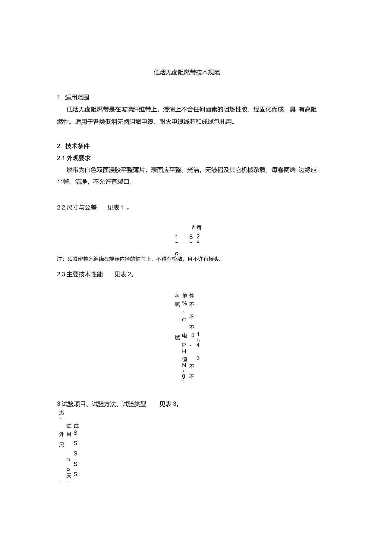 低烟无卤阻燃带技术规范