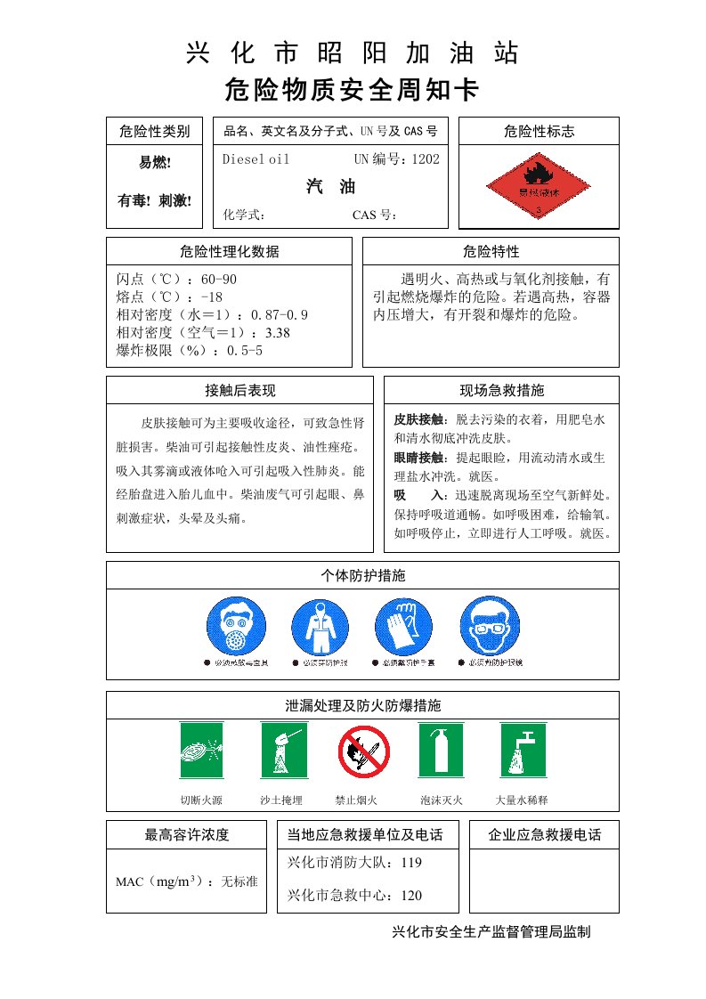 柴油周知卡