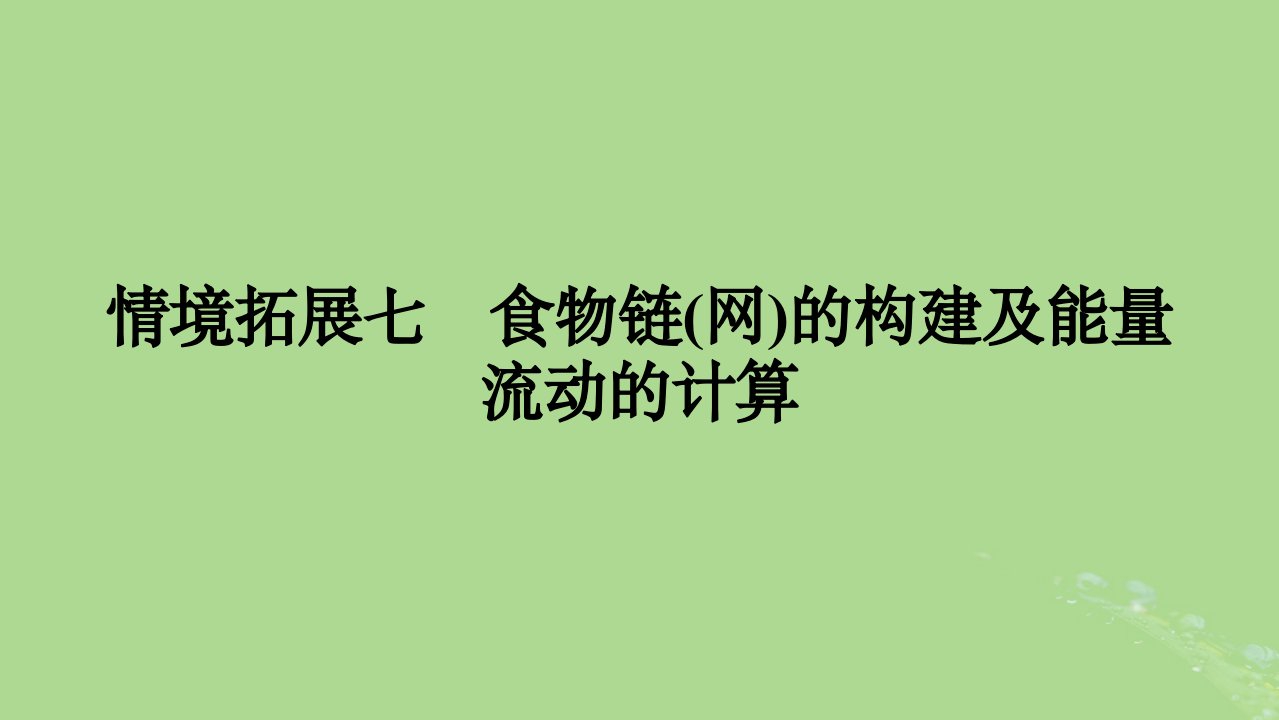 2025版高考生物一轮总复习选择性必修2情境拓展7食物链网的构建及能量流动的计算课件