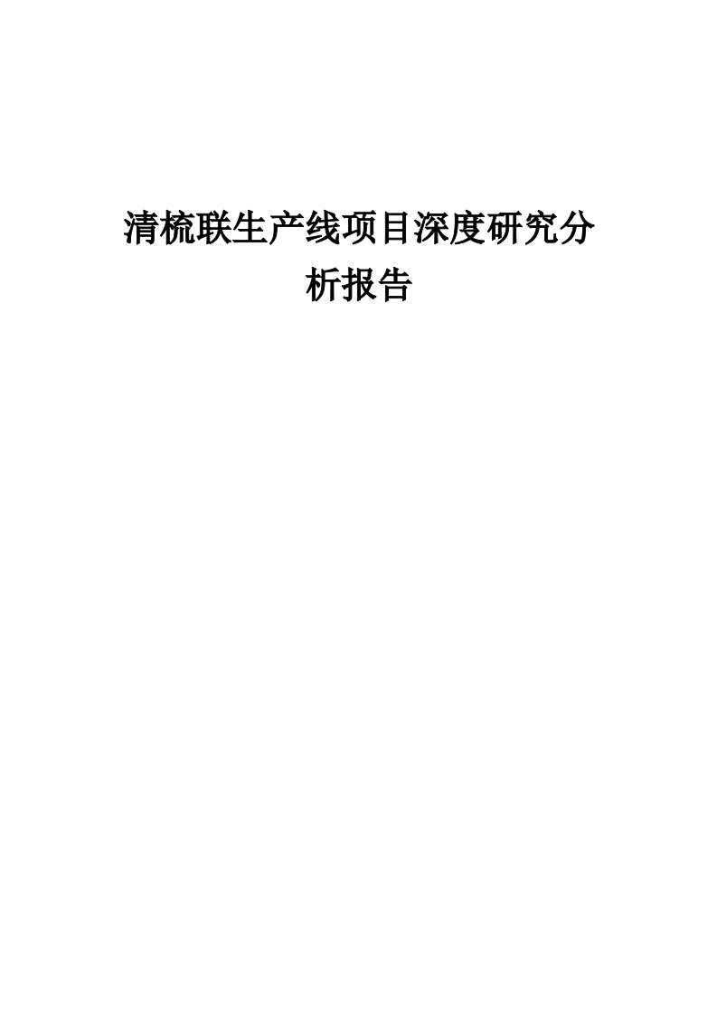 2024年清梳联生产线项目深度研究分析报告