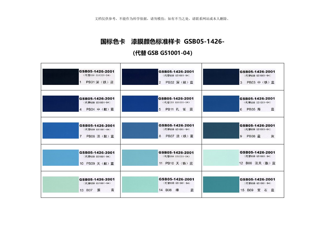 2020年国标色卡漆膜颜色标准样卡GSB05资料