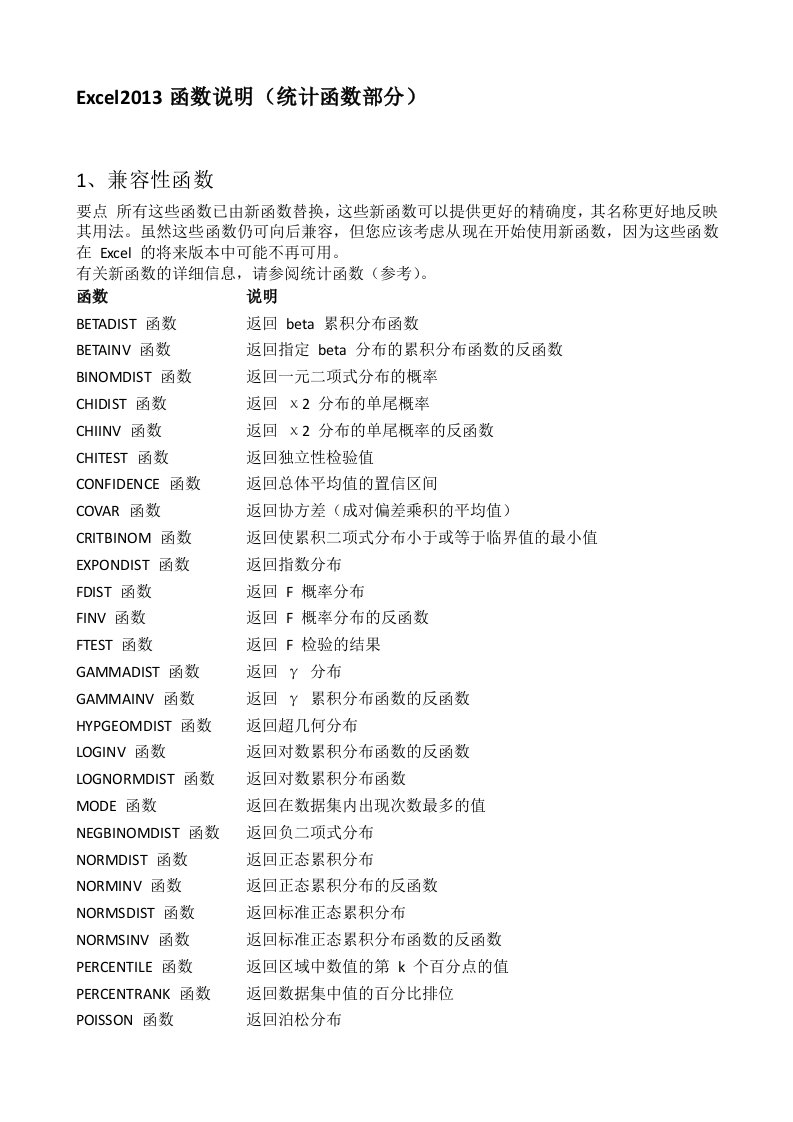 excel2013函数说明(统计函数部分)