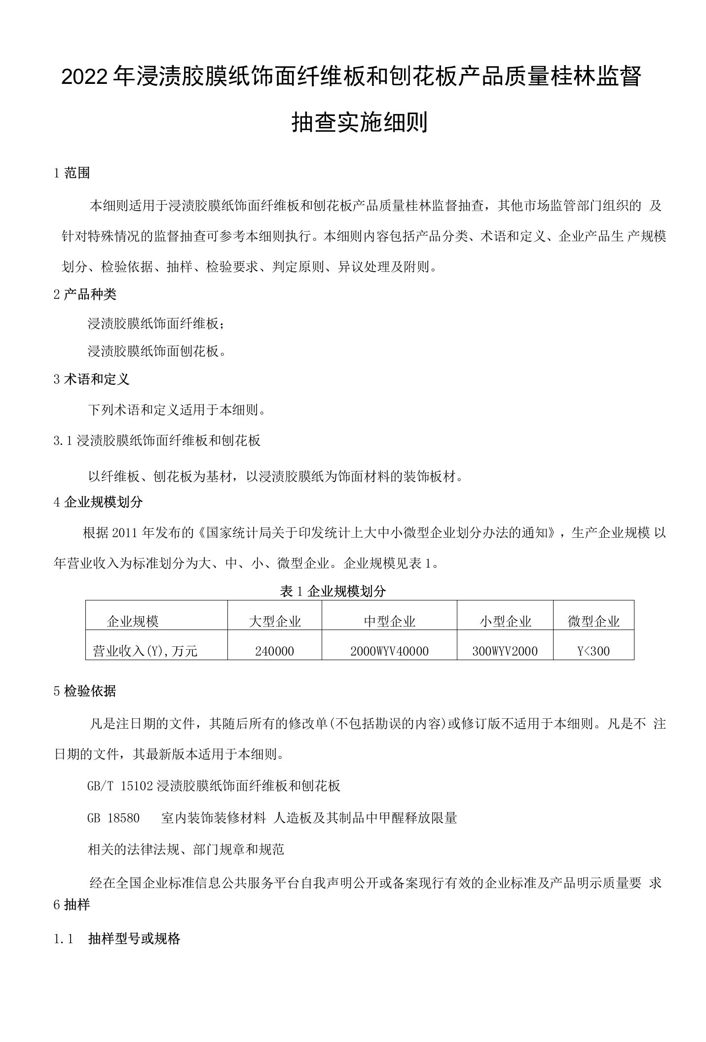 2022年浸渍胶膜纸饰面纤维板和刨花板产品质量桂林监督抽查实施细则