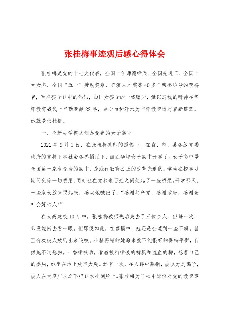 张桂梅事迹观后感心得体会