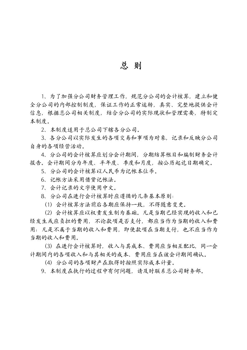 分公司财务会计制度