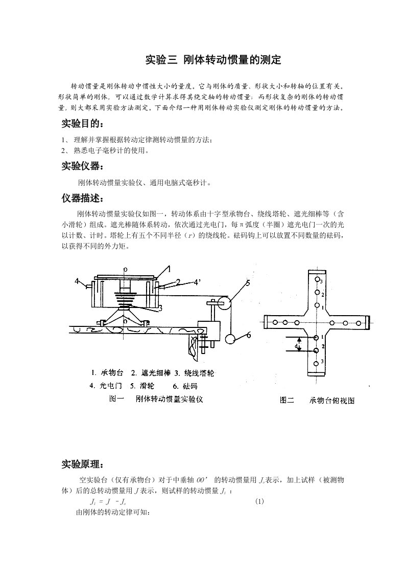 刚体转动惯量的测定_实验报告