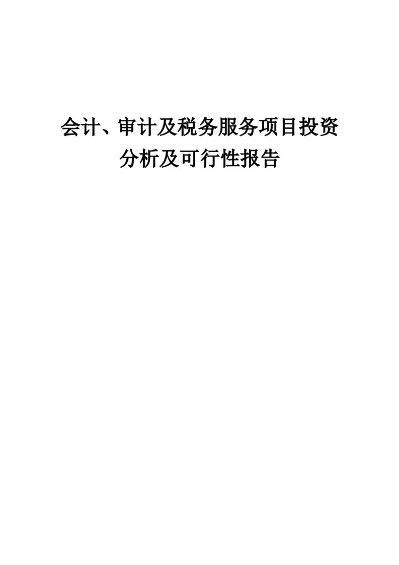 2024年会计、审计及税务服务项目投资分析及可行性报告