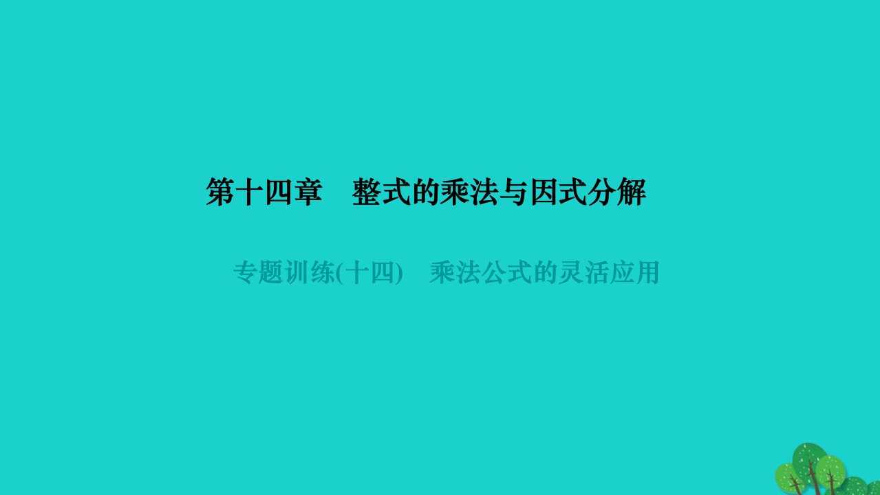 2022八年级数学上册第十四章整式的乘法与因式分解专题训练十四乘法公式的灵活应用作业课件新版新人教版