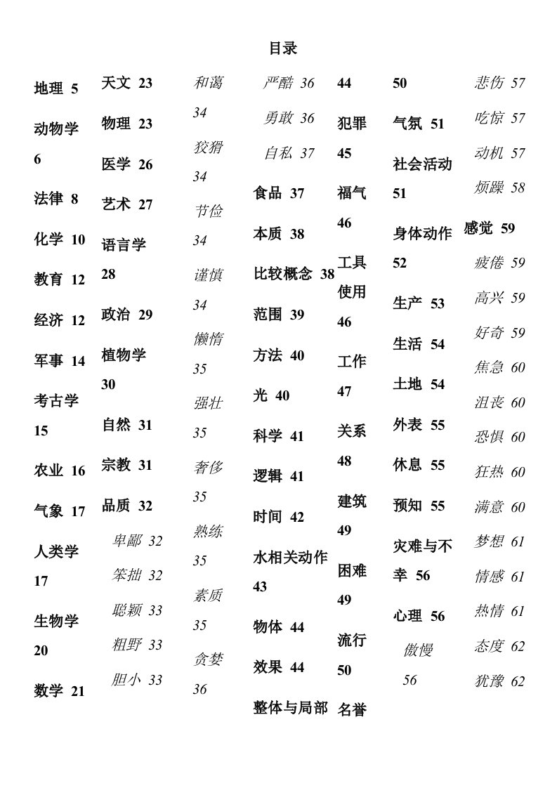 托福词汇词以类记-张红岩(最新编排,完整有目录)