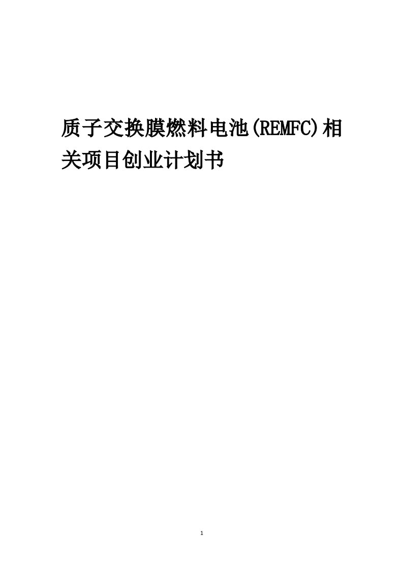 质子交换膜燃料电池(remfc)相关项目创业计划书